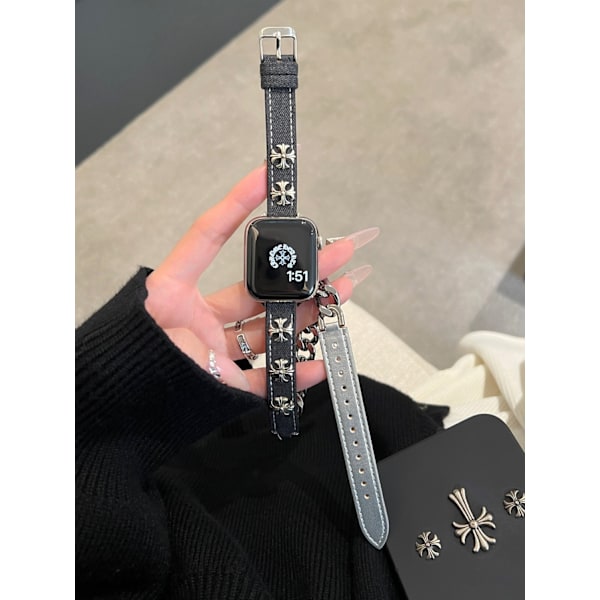 Klockarmband för Apple Watch iWatch 38/40/41 Crowe Silver