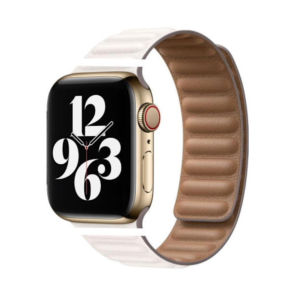 Klockarmband för Apple Watch iwatch 38/40/41/42mm-S10 Läder Magnetisk-17 Rosa Vit