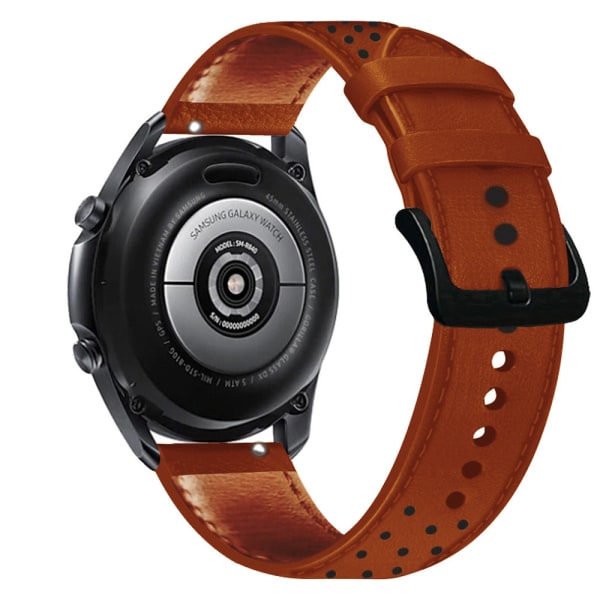 Læder urrem 22mm til Huawei GT2 Samsung S3 Brown black dot 22mm