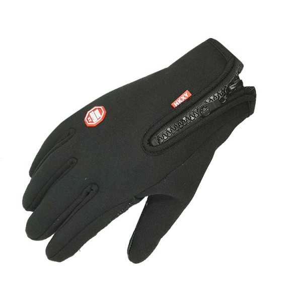 Varme berøringsskjermhansker for menn og kvinner, høst og vinter, vindtette, varme utendørs klatre-, ski-, sykkel- og glidelåshansker Waterproof wool mouth arrow Gray L