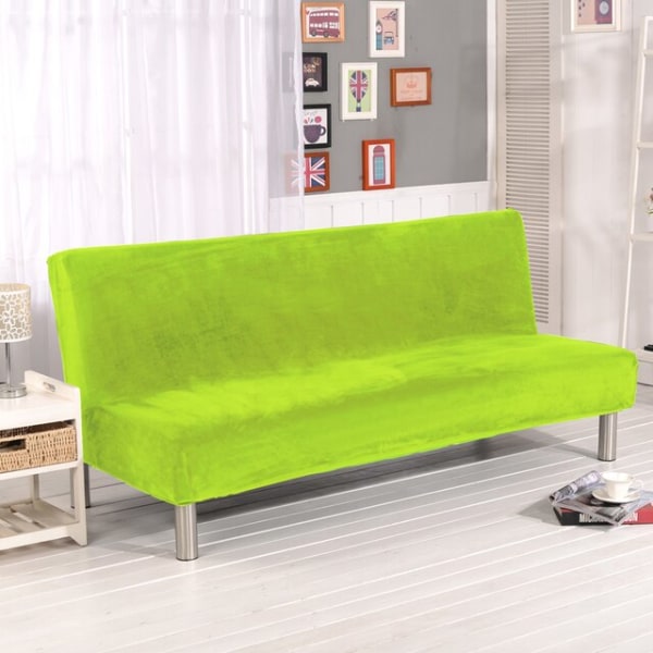 Plysjstoff Fold Armløs Sovesofa Trekk Sammenleggbart setetrekk Tykkere trekk Benk Sofabeskyttelse Elastisk Futon Trekk vinter Black S Size