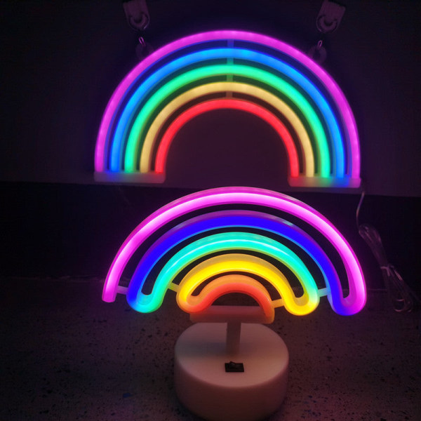 Spot Led Rainbow Neon Lights Väggmonterade Liten Nattlampa Julfestival Five-color rainbow neon lights Battery usb dual-use