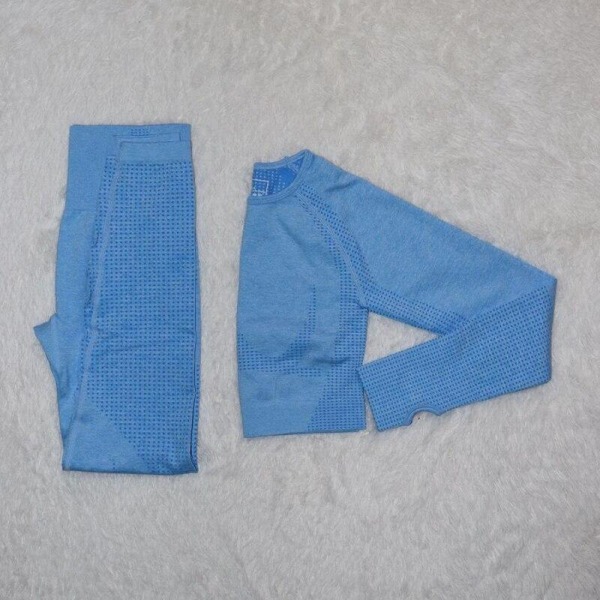 Yoga Set Träningskläder Sportset Gymkläder Träningsoverall Högmidjade Leggings För Kvinnor Blue set S