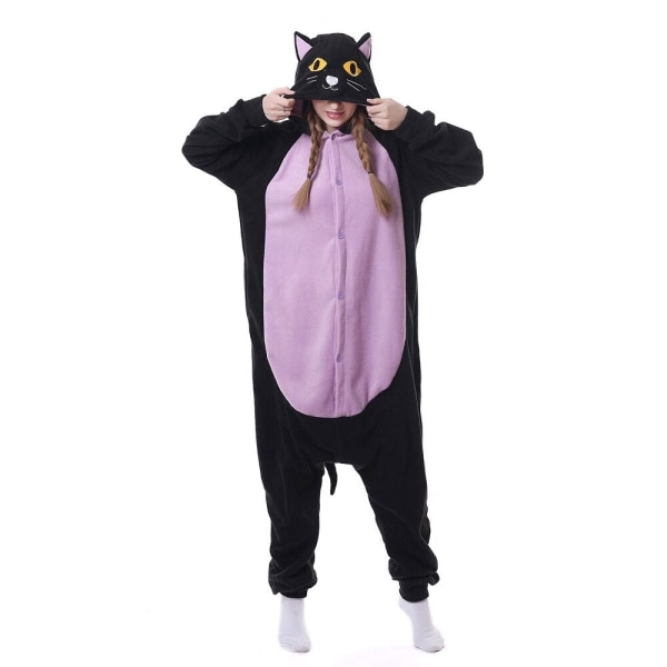 Vinter Dam Pyjamas Kigurumi Unicorn Svart Katt Djurstjärna Onesies Vuxen Par Kostym Cosplay Flanell Plus Size Sovkläder as picture2 S