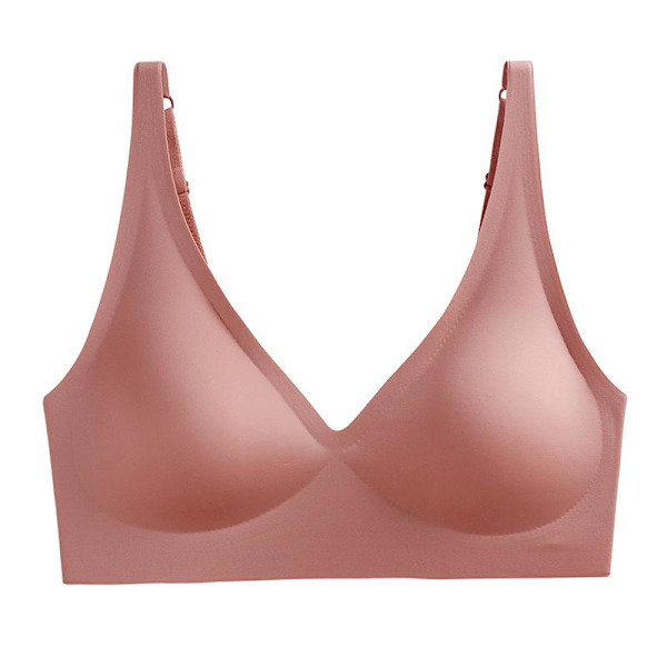 Japansk SUJI Osynlig-knapp Svart-teknologi BH Spårlösa Underkläder Damer Ingen Stålring Liten Byst Samlad Justering Beige M(75ABC)