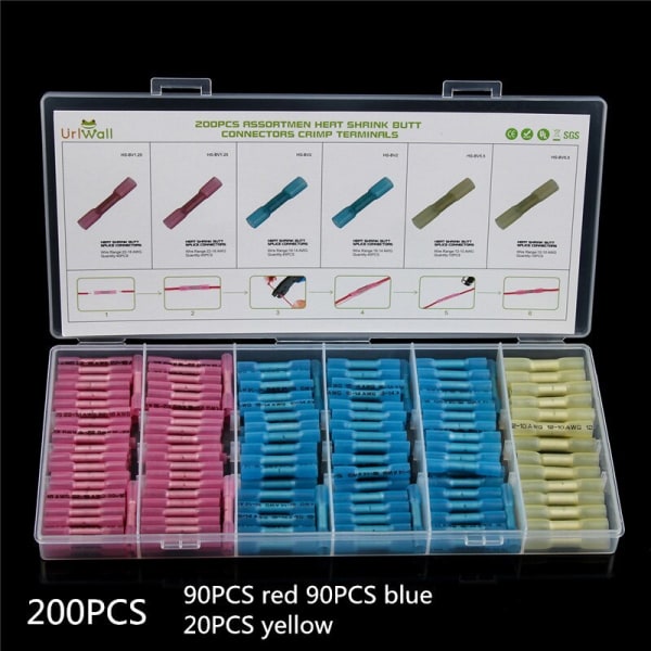 50/100/200 kpl Vedenpitäviä lämpökutistuvia jatkoliittimiä, sähköjohtojen liitoskaapelin puristusliittimet, liitinsarja As photo 100 PCS Blue