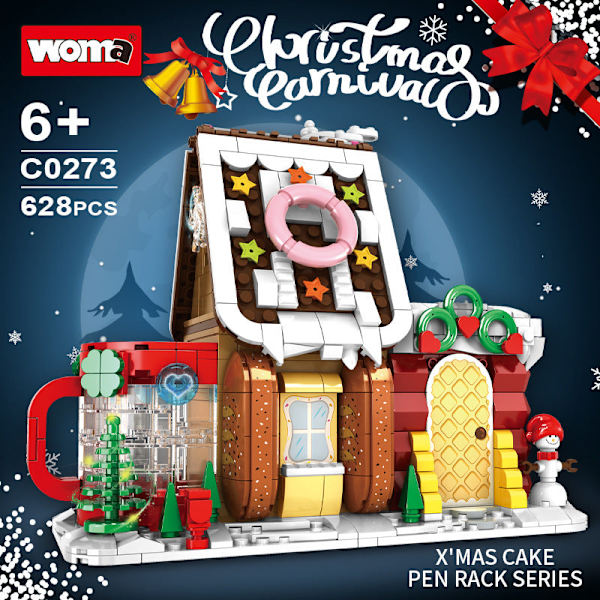 Mini Partikkel Julebyggeklosser Gave Pepperkakemann Søtt Hus Slott med Lys Gutter og Jenter Bursdagsgave C0275 with luminous