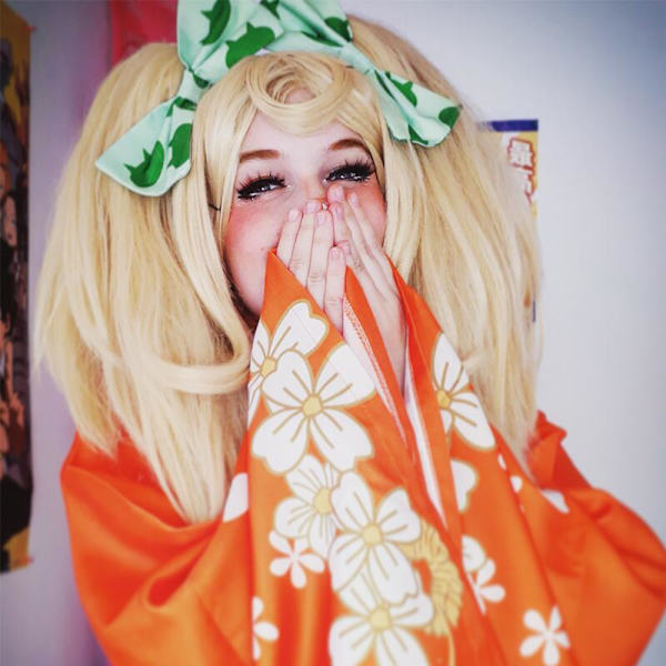 Danganronpa 2 Saionji Hiyoko Cosplay Kostyme Kimono Dobbel Hale Parykk Dress Super Danganronpa Halloween Kostymer for Kvinner wig One Size