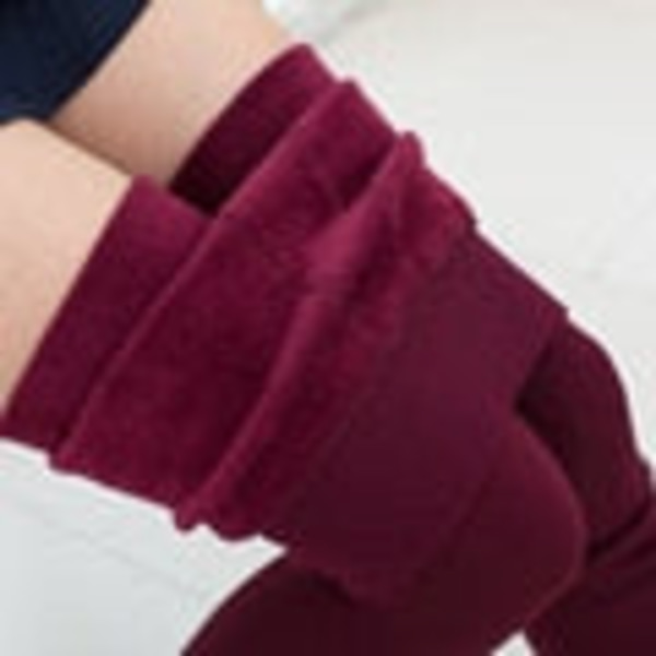 Talvileggingsit Neulos Sametti Rento Leggings Uudet Korkea Joustava Paksuuntuvat Naisten Lämpimät Mustat Housut Pillifarkut Naisille Leggingsit Wine Red M