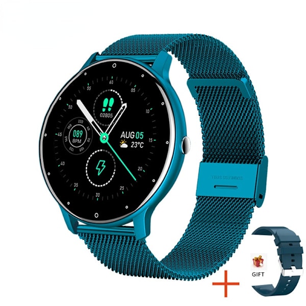 Smartklocka Dam Full Touch Skärm Sport Fitnessklocka IP67 vattentät Bluetooth För Android iOS Smartklocka Kvinna Silicone blue