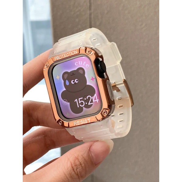 Kellon ranneke Apple Watch iWatch 38mm /2/3 sukupolvelle, läpinäkyvä ruusukulta