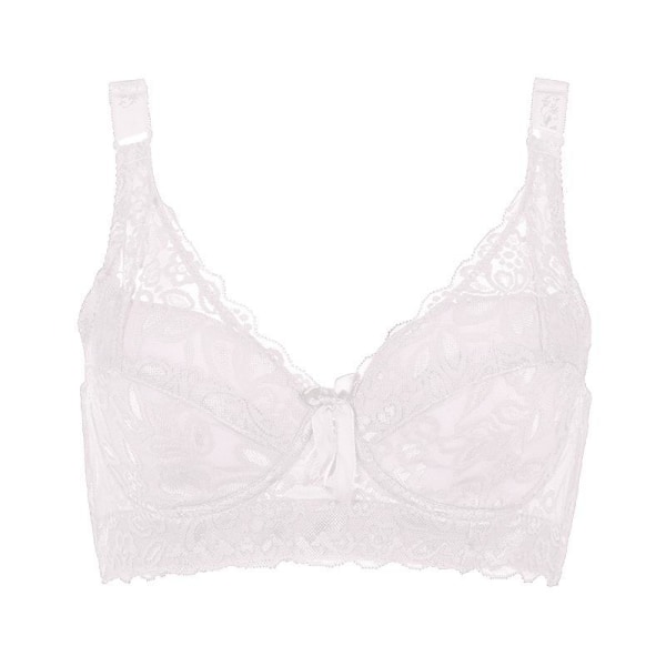 Broderi-BH för kvinnor Anti-sag Samlad BH Bygel Andning Justerbar BH Push-up BH Plus Size 80B-105D White 44/100