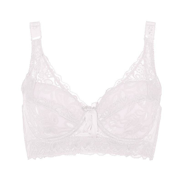 Dame Broderi BH Anti-hæng Samlet BH Bøjle Åndbar Justerbar BH Push-up BH'er Plus Størrelse 80B-105D White 38/85