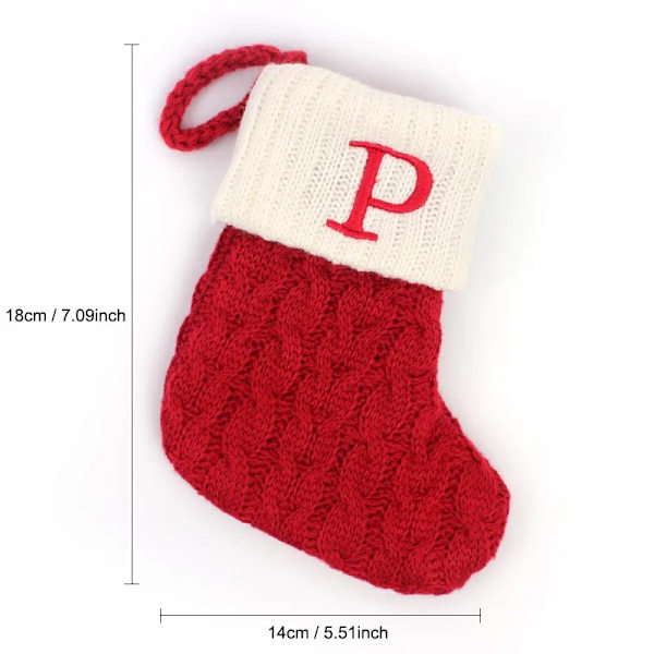 Hängbar Röd stickad Julstrumpa Snöflinga Bokstav Julstrumpa Julgranshängande Ornament 2024 Navidad Natal Xams P