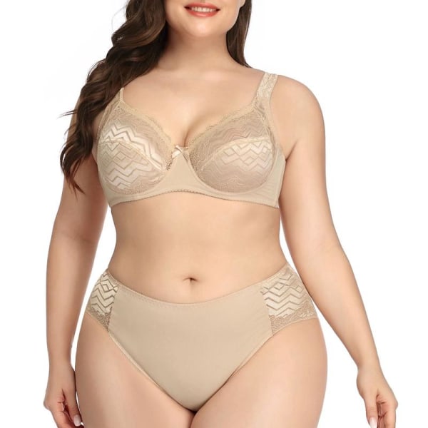 Muodikas seksikäs pitsiliivien ja pikkuhousujen setti naisille, plus-koko, erittäin ohut alusasu 90C-1Xl 95C-2Xl 100C-3Xl 105C-4Xl Tan 95C