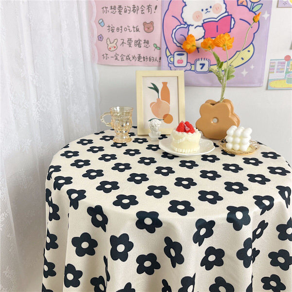Bordsduk med blommönster i koreansk stil, kaffebordsduk, matbordsöverdrag, matbordsduk, tebordsduk, picknickduk R 80X120CM