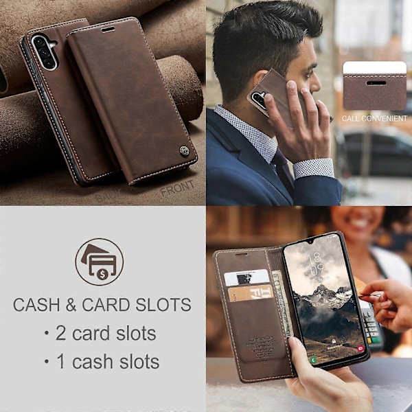 CaseMe 013 Multifunktionellt Horisontellt Flip Läder Telefonfodral Coffee For Samsung Galaxy A06