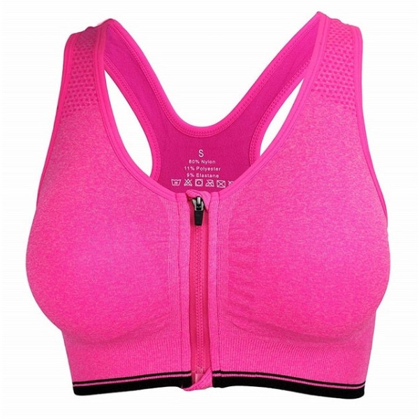 Yoga BH Kvinnor Stötsäker Gym Tröja Sport-BH Dragkedja Fram Stor Dam Push Up Behå Sportkläder Blue M