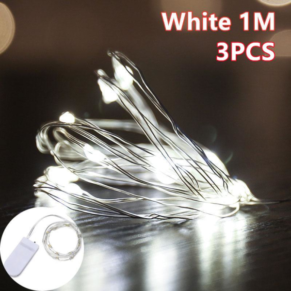 3 STK Stjerneklart Romantisk LED Gardinlys til Juletræ/gave/Hjem/Guirlande/Dekoration White 3M