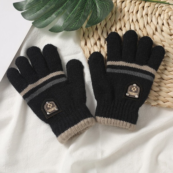 Barnhandskar Vinter Fullfingerhandskar Stickade Mjuka Barnvantar 5-10 År Pojkar Flickor Handskar Tjocka Håll Värmen Hösthandske F(5-10 years)