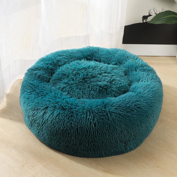 Deluxe Fluffy Ekstra Stor Hundeseng Vaskbar Rund Kjæledyrsofa Kattesenger Matte Hundepute Pute Kjæledyrseng Amber 80cm