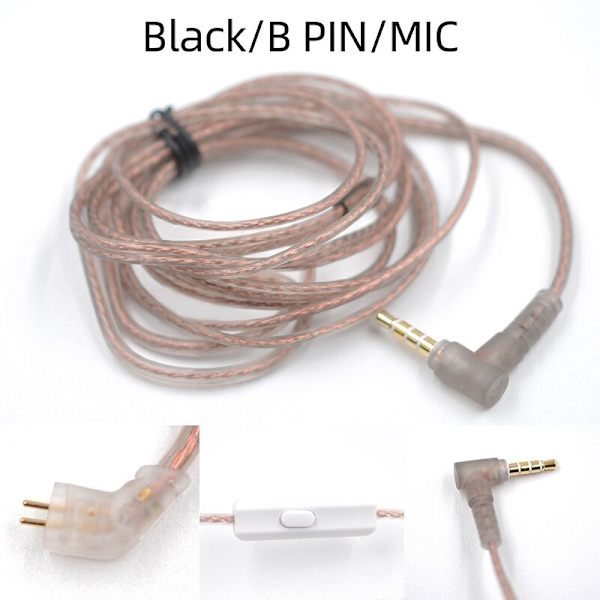 KZ ZS10 ZSN EDX Pro Erittäin puhdas hapeton kupari litteä päivityskaapeli 2-nastainen 0,75/0,78 mm B/C-nasta 3,5 mm hopeoitu OFC-johto B Pin No Mic Black