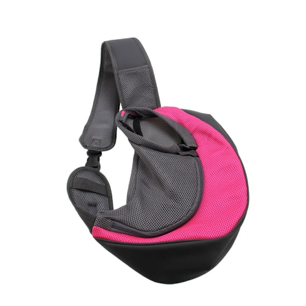 Husdjursvalp Bärväska S/L Utomhus Rese Hund Axelväska Mesh Oxford Enkel Sling Handväska Komfort Tote Väska Andningsbar Kattväska Rose Red S