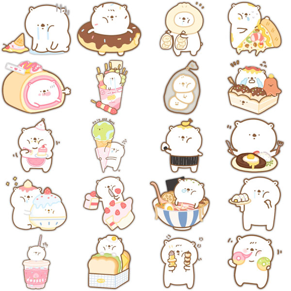 40 st Matdagbok Björn Graffiti Stickers Trolley Väska Vattenkopp Anteckningsbok Vattentäta DIY Stickers Food Diary bear