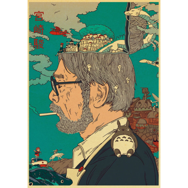 Anime Collection Miyazaki Hayao/Patlabor/Totoro Retro Kraft Paper Poster För Vardagsrum Bar Dekoration Stickers Väggmålning 42x30 cm Q03314