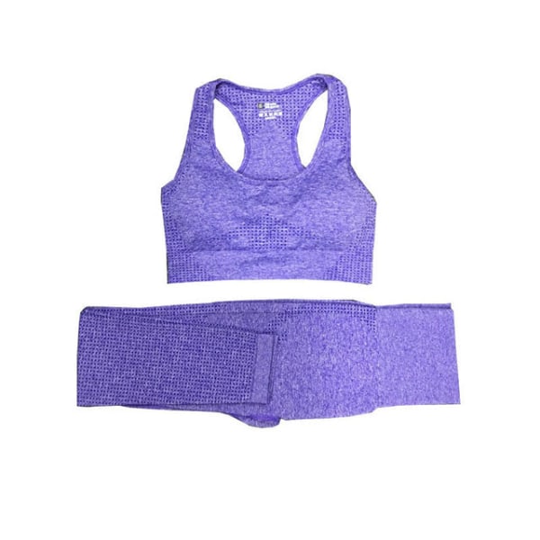 Set Gym Kläder Träningsoveraller Toppar Och Leggings för Fitness Sport För Kvinnor 3PCS purple M