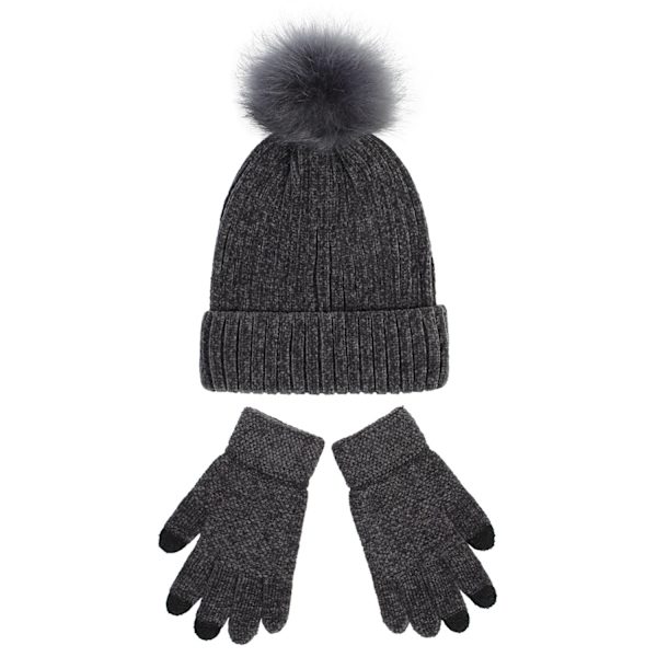 Stickad Mössa Dam 2023 Ny Chenille Ull Mössa Handskar Set Förtjockad Varm Fluffig Bollmössa Höst och Vinter Camel