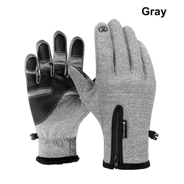 Talvikäsineet Miehet Kosketusnäyttö Liukumaton Unisex Vedenpitävä Tuulenpitävä Lämpimät Pyöräily Kylmät Käsineet Muoti Vetoketju Urheilukäsineet Style3-Grey M