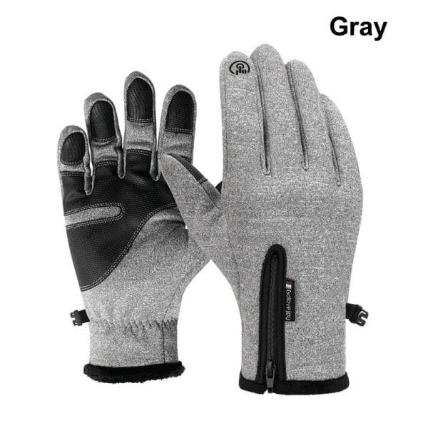 Vinterhandskar Herr Touchscreen Halkfria Unisex Vattentäta Vindtäta Varma Cykelhandskar Mode Dragkedja Sporthandskar Style4-Grey XL