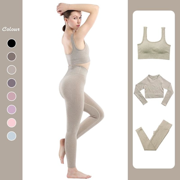 Yoga Set Dam Gym Kläder Kvinnlig Hög Midja Yoga Byxor Träningsdräkt Dam Fitness Kläder 3 Pcs Set Violet M