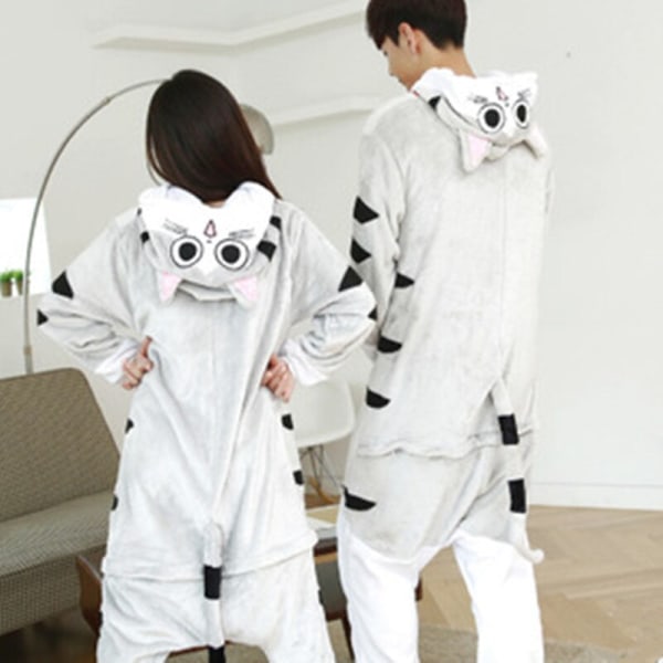 Kigurumi Oste-kat Onesies Flanel Vinter Tegneserie Foddyr Voksen Pyjamas Familie Fest Cosplay Kostumer Bedste Gave Cat Onesie M
