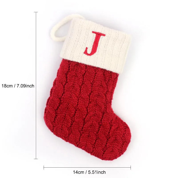 Hängbar Röd stickad Julstrumpa Snöflinga Bokstav Julstrumpa Julgranshängande Ornament 2024 Navidad Natal Xams J