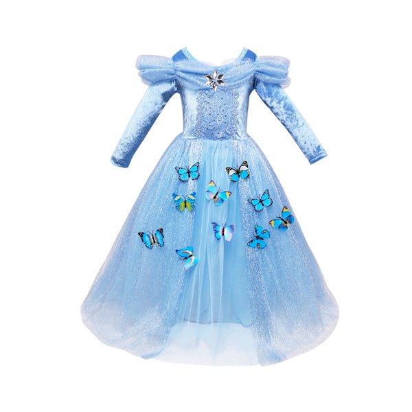 Barnens dag Askungen Klänning Frozen Elsa Sofia Julklänning Barn Långärmad Prinsessa Pink
