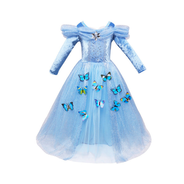 Børne 'S Dag Askepot Kjole Frozen Elsa Sophia Julekjole Børne 'S Langærmet Prinsesse Light Blue