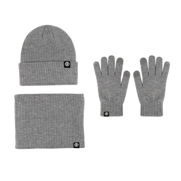 Varm Ullhatt Skjerf Hansker Tredelt Sett Vindtett Strikket Hatt Tredelt Sett Pink three-piece set