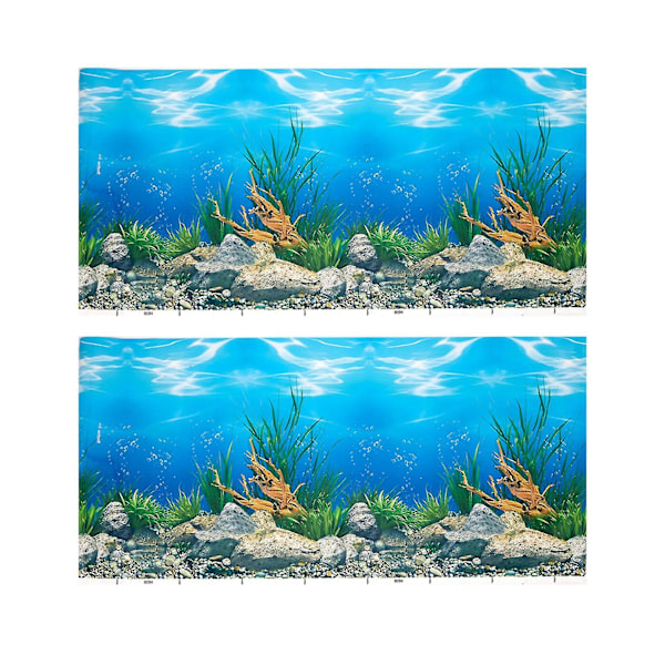 2x Akvarium Bakgrunnspapir HD Bilde 3D Tredimensjonalt Akvarium Tapet Bakgrunnsmaleri