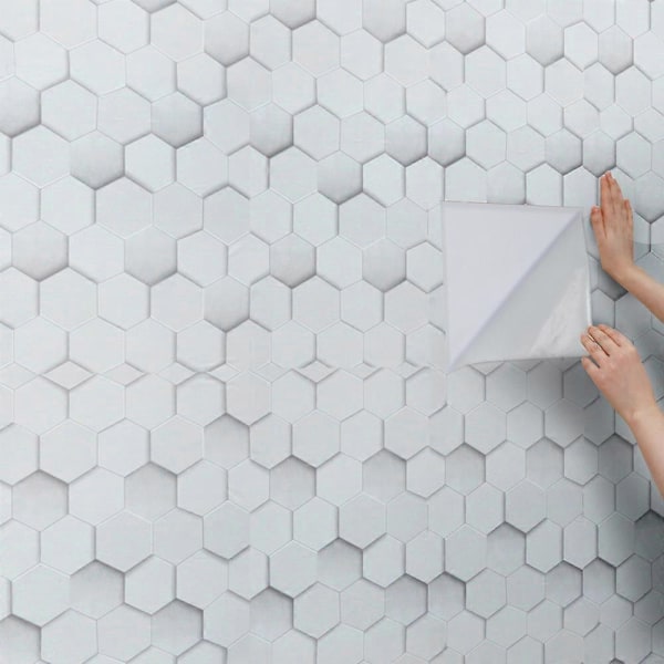 3D Modern Hexagonal PVC Självhäftande Tapet Heminredning, 10m