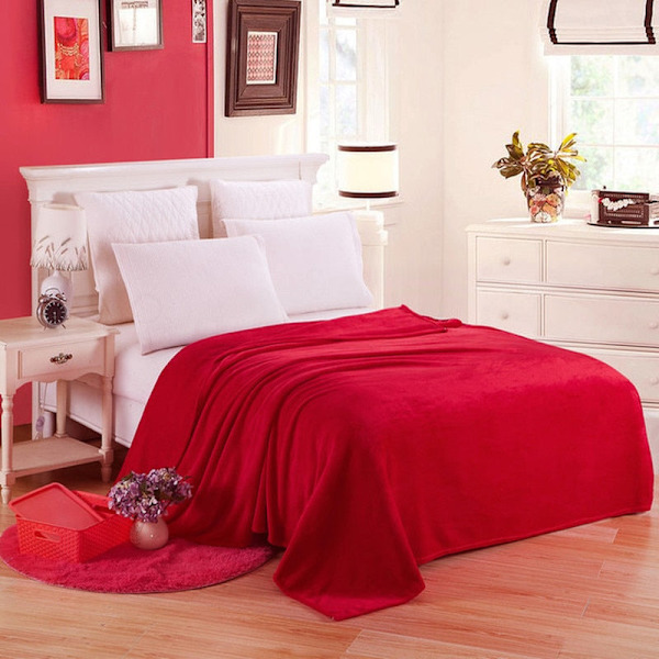 Blødt Varmt Koral Fleece Tæppe Vinterlagen Sengetæppe Sofa Overkast 230Gsm 8 Størrelser Let Tyndt Maskinvask Flanel Tæpper Wine red 180x200cm
