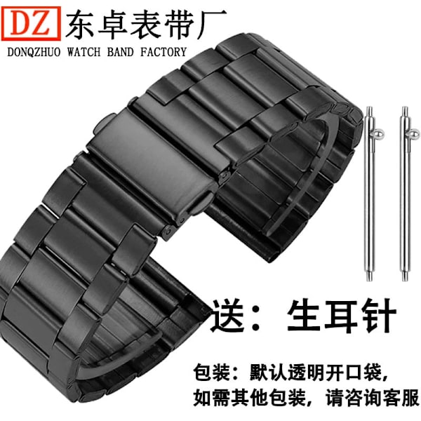Klockarmband för Apple Watch iwatch Passar 42-44-45-49mm tre-pärls stål ihålig plåt bälte svart