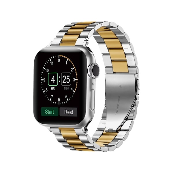 Klockarmband för Apple Watch iWatch 38/40/41 S10 42mm universal silver + guld