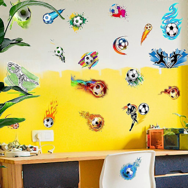 4 st Väggdekaler Fotboll i färg Väggdekaler Mural Stickers för Sovrum Vardagsrum TV-vägg