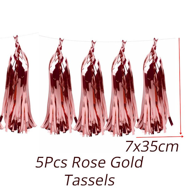 Roséguld Party Engångsartiklar Tallrik Sifferballong Flicka Födelsedagsfest Bröllopsdekor Vuxenfest Babyshower Dekor 5pcs