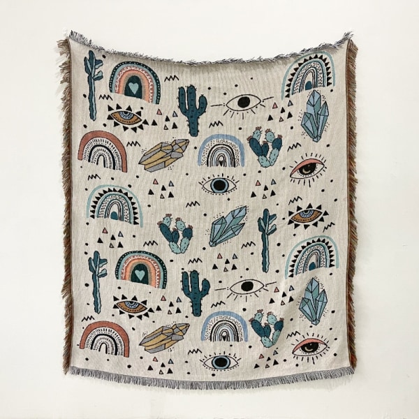 Yaapeet Strandtæppe Mode Håndklæde Campingmåtte Picnic Tæppe Dæmon Øje Hjem Sofa Kast Tæppe Lejr Telt Udendørs Ondt Øje Deco Xt01-3 130x150