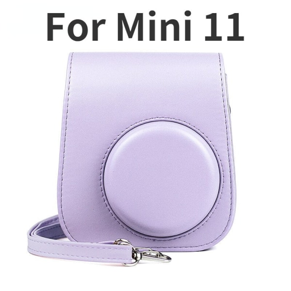 Til Fujifilm Polaroid Film Kamerataske med Skulderrem til Instax Mini 11 Kamerataske PU Læder Blød Silikone Cover Taske F1205-pink
