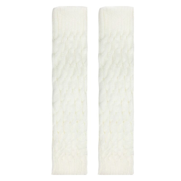 Lolita Långa Strumpor Dam Benvärmare Stickade Varma Fotskydd Vita Arm Ben Värmare Dam Höst Vinter Virkade Strumpor Stövelmanschetter White twist One Size
