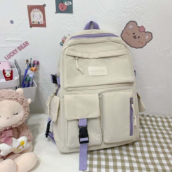 Stor Kapacitet Canvas Svart Ryggsäck Lätt Enkel Resväska Canvas Ryggsäck Student Skolväska Canvas Student Dragkedja Ryggsäck Pink